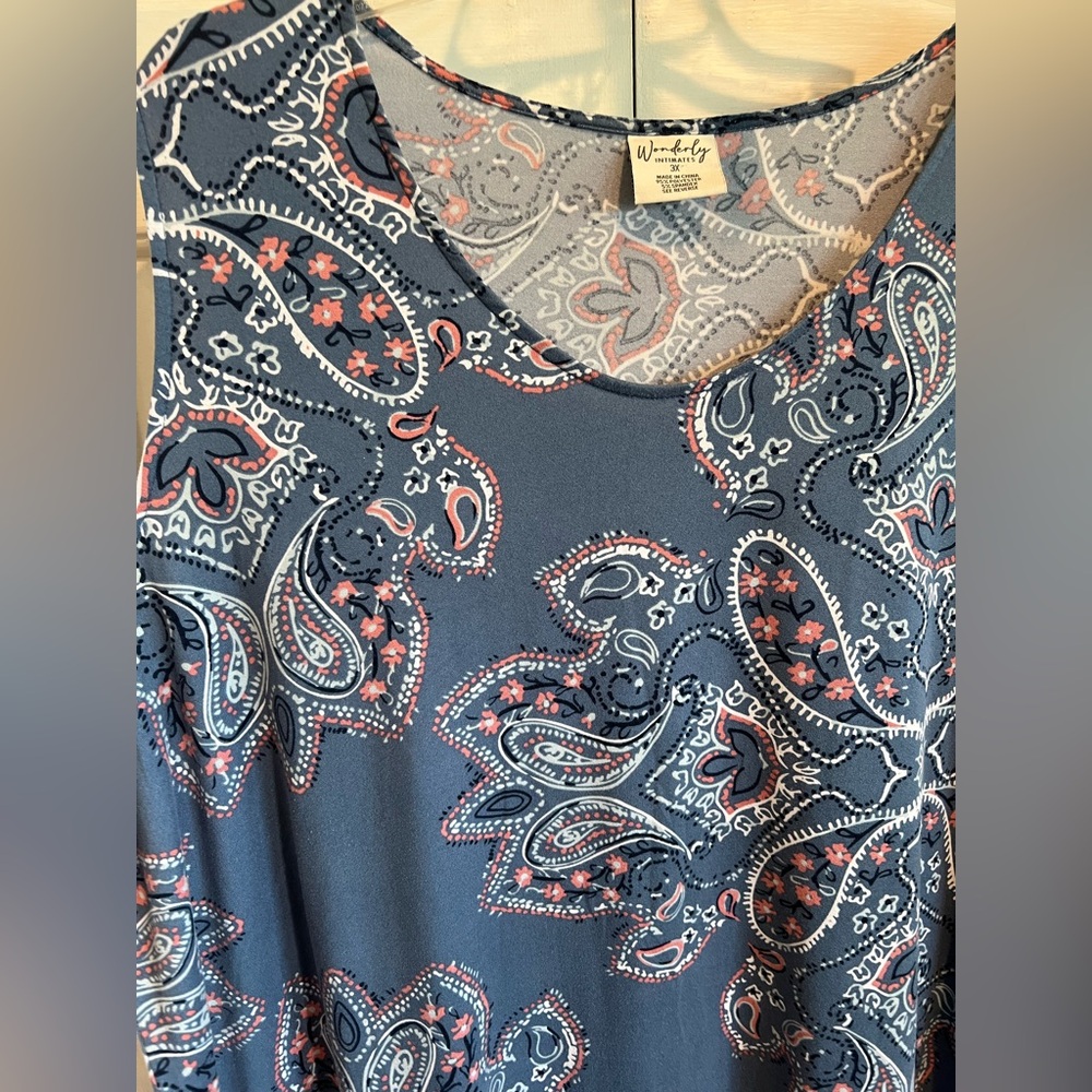 WONDERLY 💙 Sleeveless Blue Paisley Nightgown / Pajamas / Loungewear - Picture 4 of 5